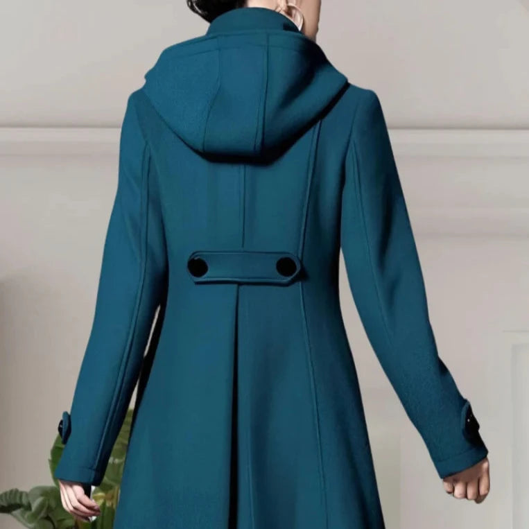 Manteau mi-long en laine mélangée avec capuche Viviane