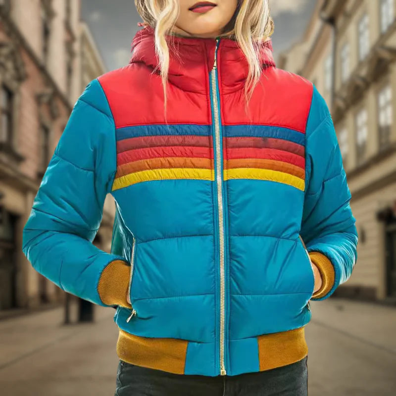 Parkas à capuche à bandes couleurs pour Femme Victoria