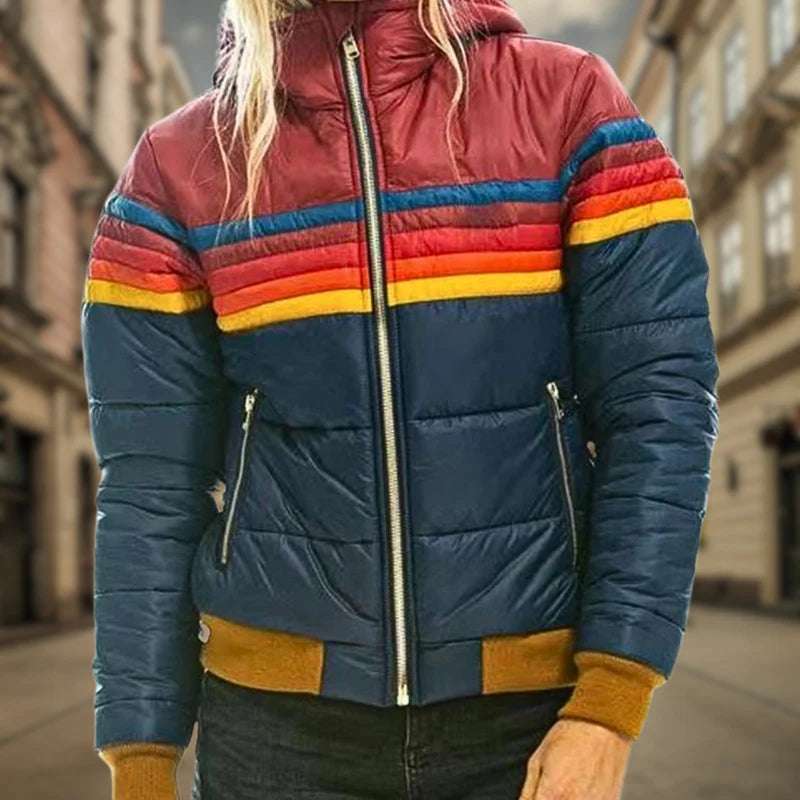 Parkas à capuche à bandes couleurs pour Femme Victoria