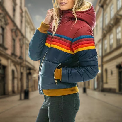 Parkas à capuche à bandes couleurs pour Femme Victoria