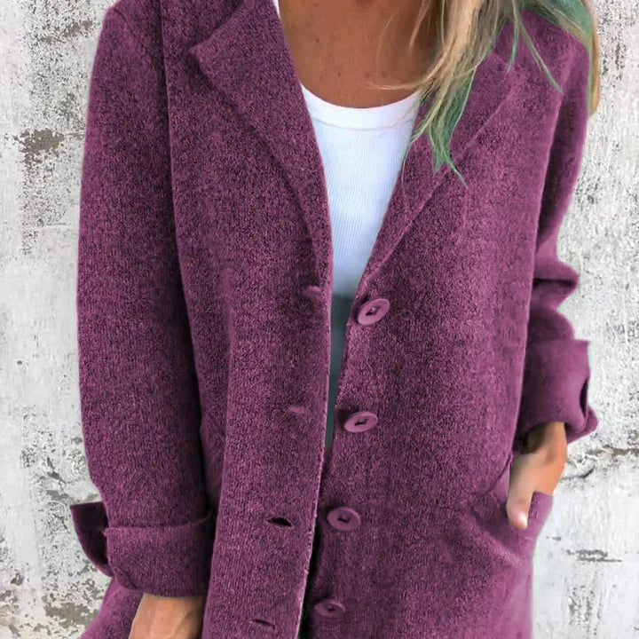 Cardigan mi-long à boutonnage simple pour femme Féline