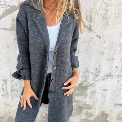 Cardigan mi-long à boutonnage simple pour femme Féline