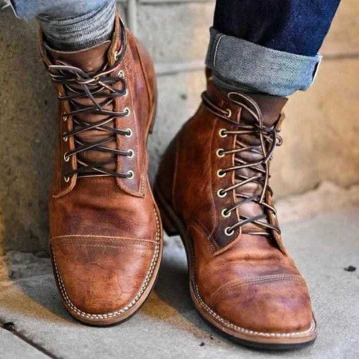 Bottes rétro en cuir à lacets pour homme Davidson