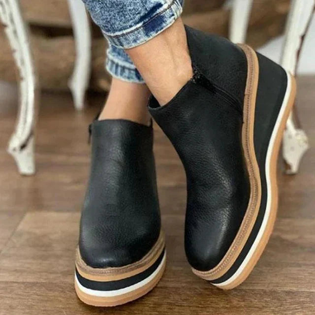 Bottines compensées en cuir pour femme Géraldine