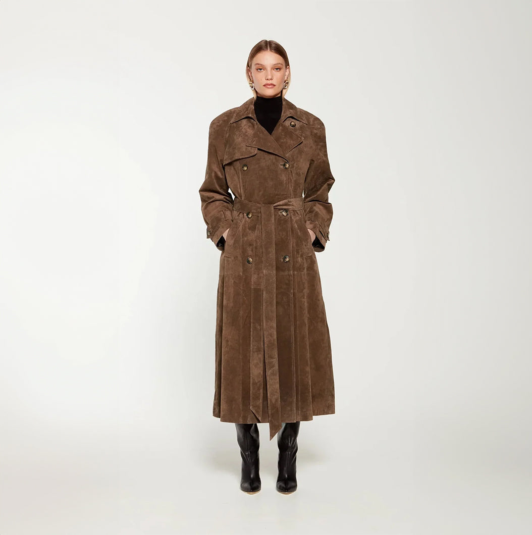 Manteau hiver long en cuir Femme London Side