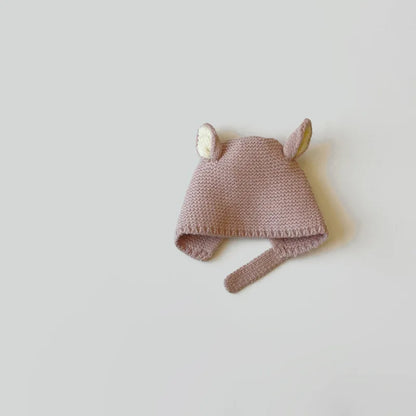 Bonnet Bébé Tricoté avec Oreilles de Lapin - Douceur et Chaleur pour l’Hiver