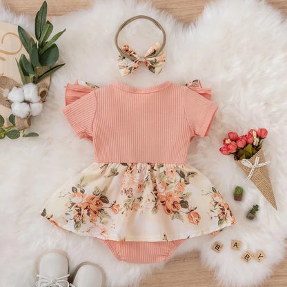 Robe d'Été pour Bébé Fille avec Nœud – Élégance Florale et Confort