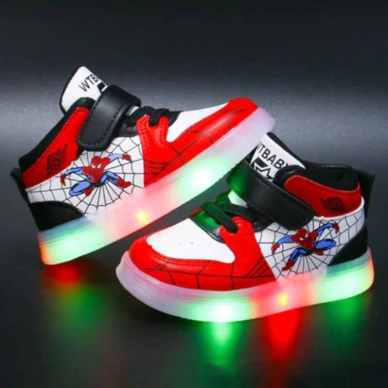 Baskets Enfant avec LED – Motif Superhéros Spiderman