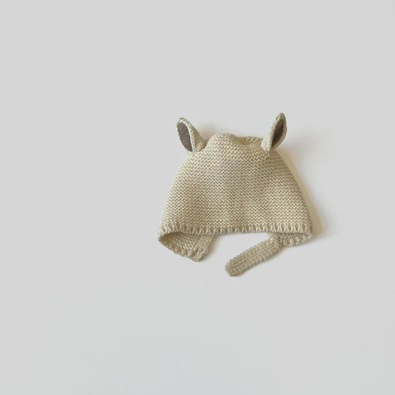 Bonnet Bébé Tricoté avec Oreilles de Lapin - Douceur et Chaleur pour l’Hiver