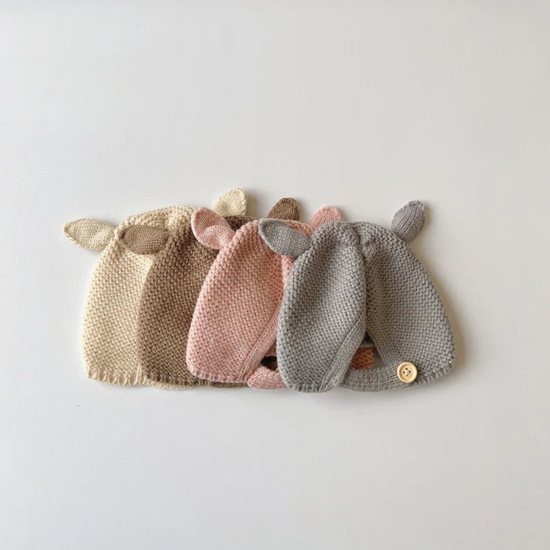 Bonnet Bébé Tricoté avec Oreilles de Lapin - Douceur et Chaleur pour l’Hiver