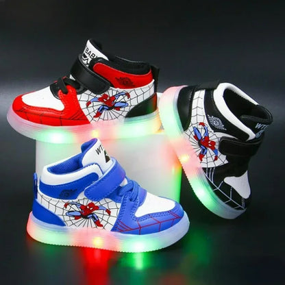 Baskets Enfant avec LED – Motif Superhéros Spiderman